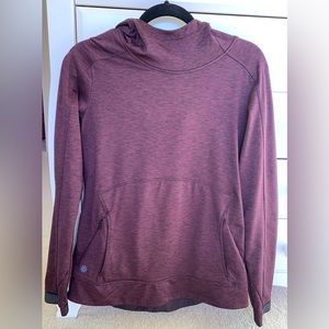 Athleta Sentry Cowl Neck Maroon and Black Long-Sleeved Pullover Hoodie - size M